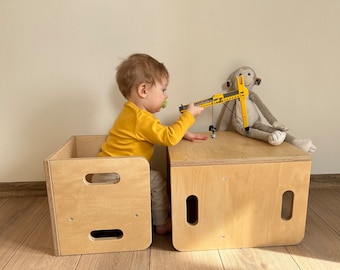 Silla y mesa Montessori, silla y mesa de destete, silla cubo