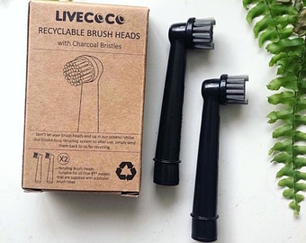 Recycelbare Bürstenköpfe, kompatibel mit der führenden Marke, Erwachsenen mittelstarken Borsten, Binchotan-Holzkohleborsten, ohne Tierversuche