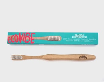 Bamboo Toothbrush - Adult Size - Medium Strength Bristles - Compostable Handle - BPA-free bristles - Cruelty-free
