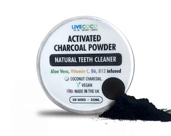 Aktivkohlepulver aus Kokosnussschalen, Aloe Vera, Vitamin C, B6, B12, Vegan, Tierversuchsfrei, Glutenfrei, Alkoholfrei