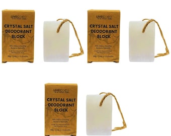 3er-Pack, Kristallsalz Deodorant, Vegan freundlich, Deodorant von höchster Qualität, tierversuchsfrei, plastikfrei, langlebiges Deo, empfindliche Haut