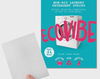 Dissolvable Laundry Detergent Strips (32 Loads, Fresh Linen Scent) - Plastic-Free & Vegan - Hypoallergenic - Zero Waste Cleaning
