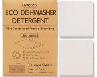 Unbeduftete Öko-Geschirrspüler Streifen - 60 Waschgänge - Vegan - Hypoallergene Reiniger Streifen - Zero Waste Reinigung
