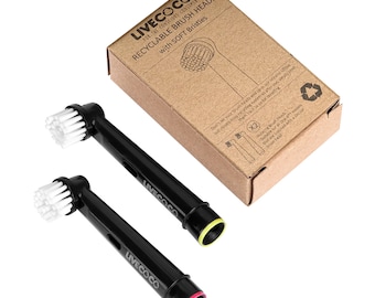 Recycelbarer Bürstenkopf (weiche Borsten) - Kompatibel mit der führenden Marke - Erwachsenengröße, Für empfindliches Zahnfleisch und Zähne, Tierversuchsfrei, BPA-frei