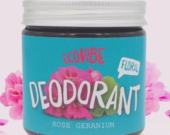 Natural Deodorant Balm (60g with Essential Oils) - Rose Geranium - Handmade in Devon - Vegan - Cruelty-Free - Plastic-Free