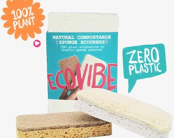 Compostable Sponge Scourers, Sisal Loofah, Plastic-Free Cleaning Duo
