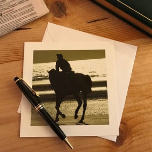 Pferd Racing Foto Grußkarte, innen leer, einzeln mit Umschlag gewickelt, Deauville Beach