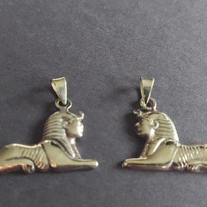 Egyptian King Tut Sphinx Coin Pendant Necklace - Gold Or Silver Tone - Adjustable Cord