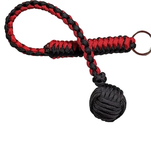 Upgraded Rattler Monkey Fist Keychain: Two-Tone Paracord - Steel Ball Core
