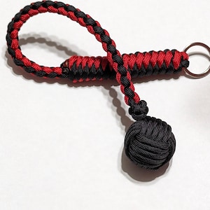 Upgraded Rattler - Custom Monkeys Fist Paracord Keychain with 1 inch Steel Ball Bearing Core
