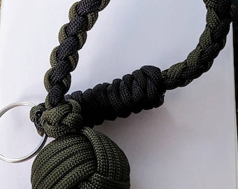 The Rattler - Custom Monkeys Fist Paracord Keychain with 1 inch Steel Ball Bearing Core