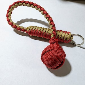 Upgraded Rattler - Custom Monkeys Fist Paracord Keychain with 1 inch Steel Ball Bearing Core