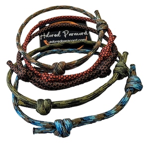 Paracord Bracelet Set, Adjustable, Handmade (Five Bracelets for Wrist or Ankle)
