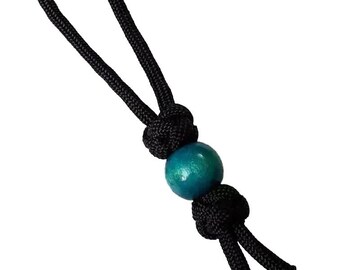 Teal Wood Bead Paracord Lanyard - Diamond Knot, Handmade