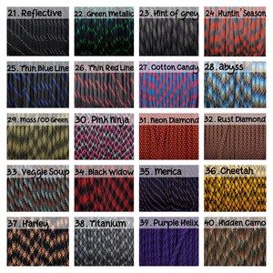 a collection of 16 different braided rope patterns, each with unique colors and designs. The patterns include various combinations of colors, such as black, green, red, and blue, as well as different braiding techniques. The image is a collage of 16 distinct braided rope patterns, each with its own distinct visual appeal and characteristics.