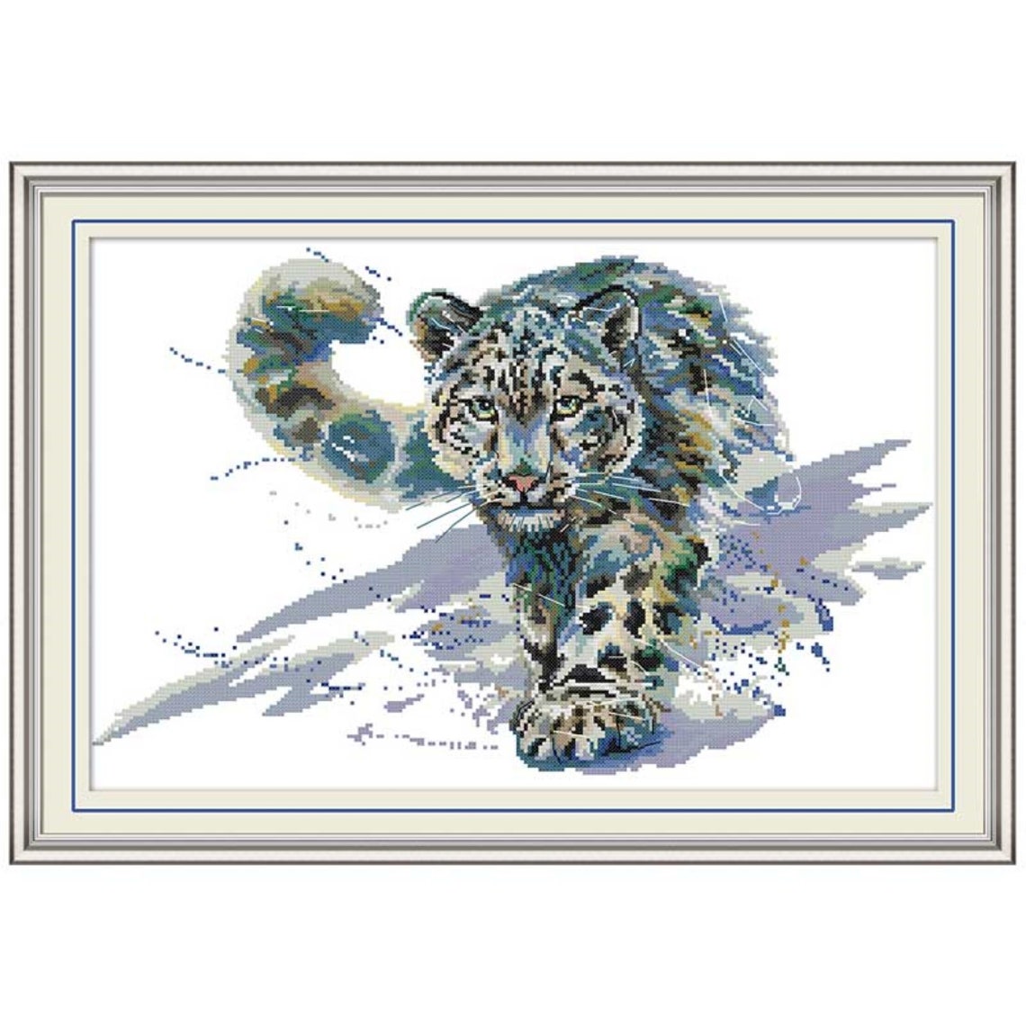 Snow Leopard Cross Stitch Kit Counted Cross Stitch Kit Animal Etsy