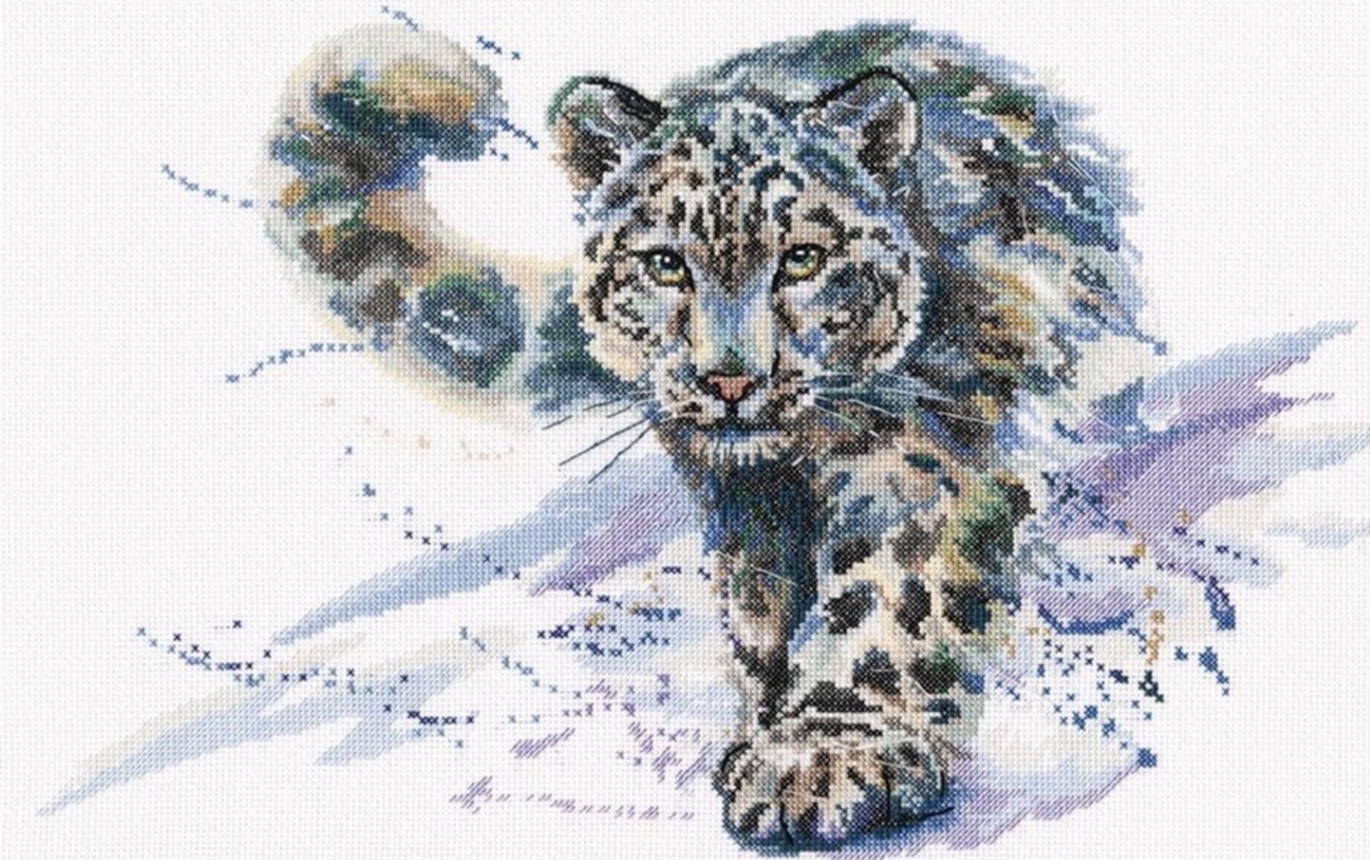 Snow Leopard Cross Stitch Kit Counted Cross Stitch Kit Animal Etsy
