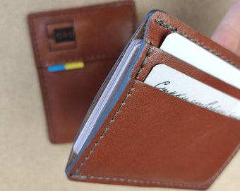 Personalized leather minimalist men slim cardholder money clip Active