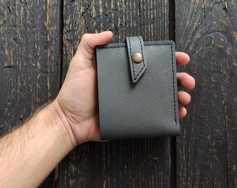 Personalized leather minimalist men slim wallet