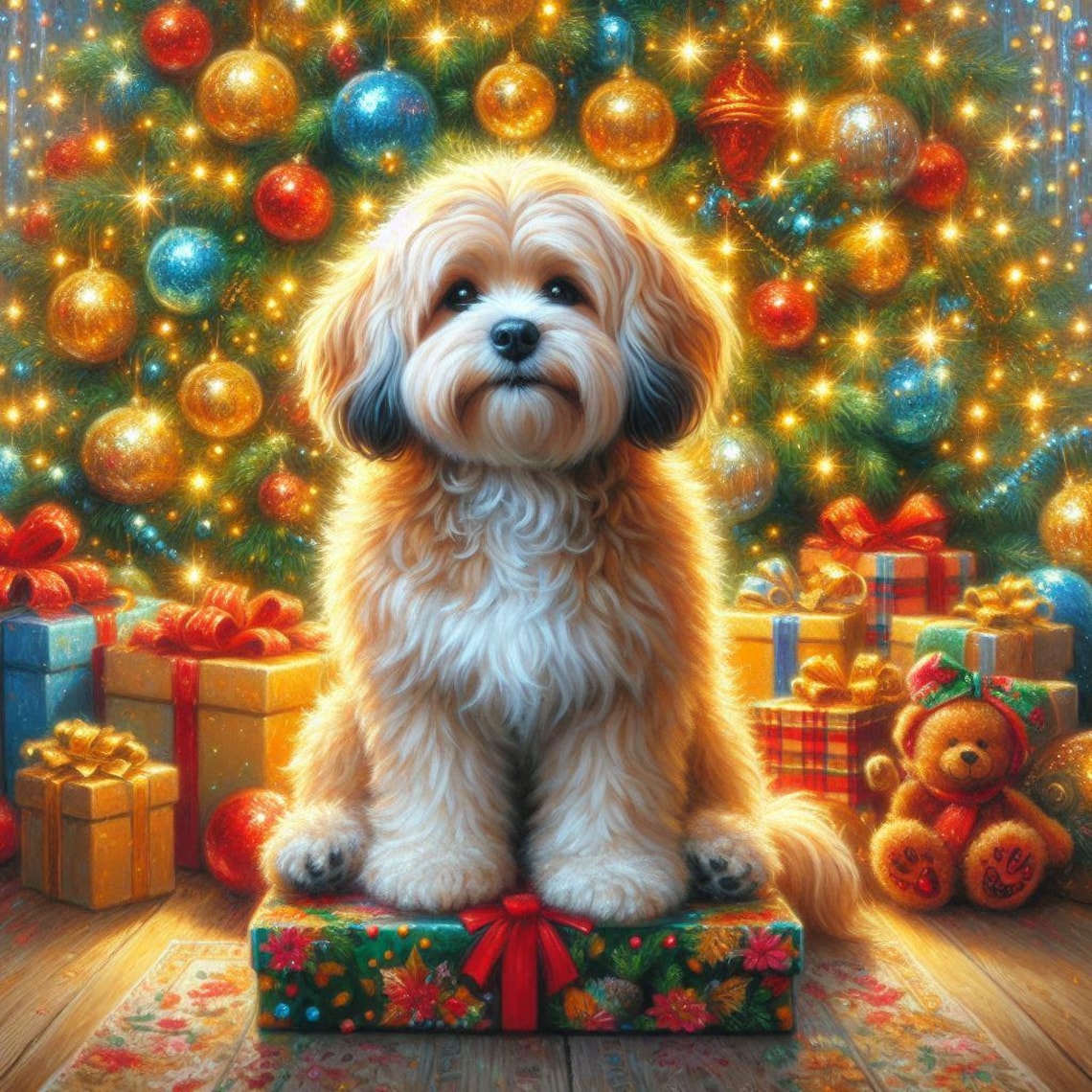 Handmade Christmas Card for Dog Lovers - 5x7 image 1