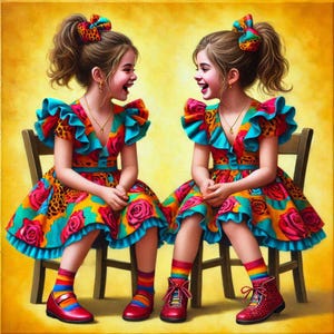 Carte d'anniversaire pour soeurs jumelles - Fait main - 3 x 5