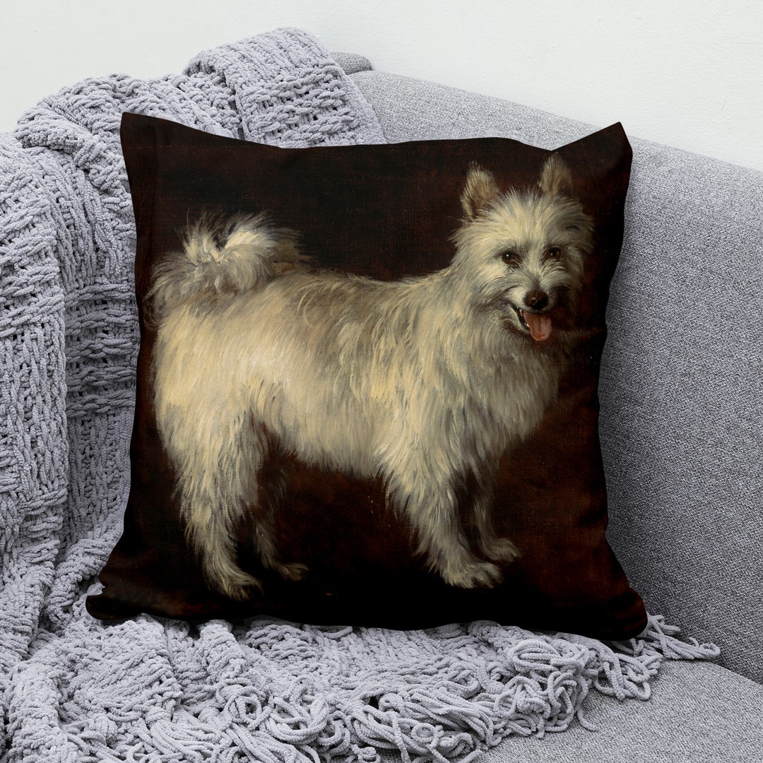 Dog Pillow Cover Spitz Dog Cushion Cover White Dog Painting Throw