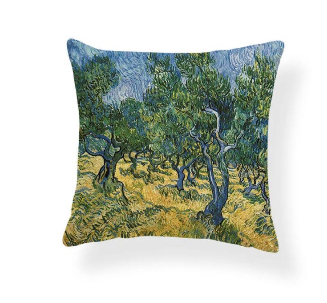 Vincent Van Gogh Cushion Cover Famous Oil Painting Olive Grove Etsy