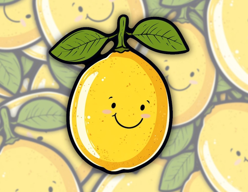 Happy Lemon Sticker: Waterproof Vinyl Decal for Laptop or Water Bottle ...