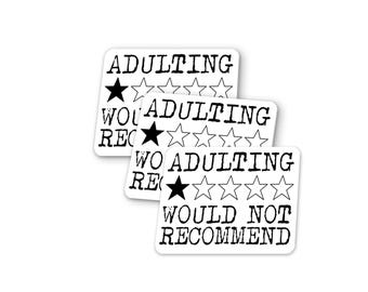 Funny Adulting 1-Star Review Sticker 3-Pack - Waterproof Vinyl Decal