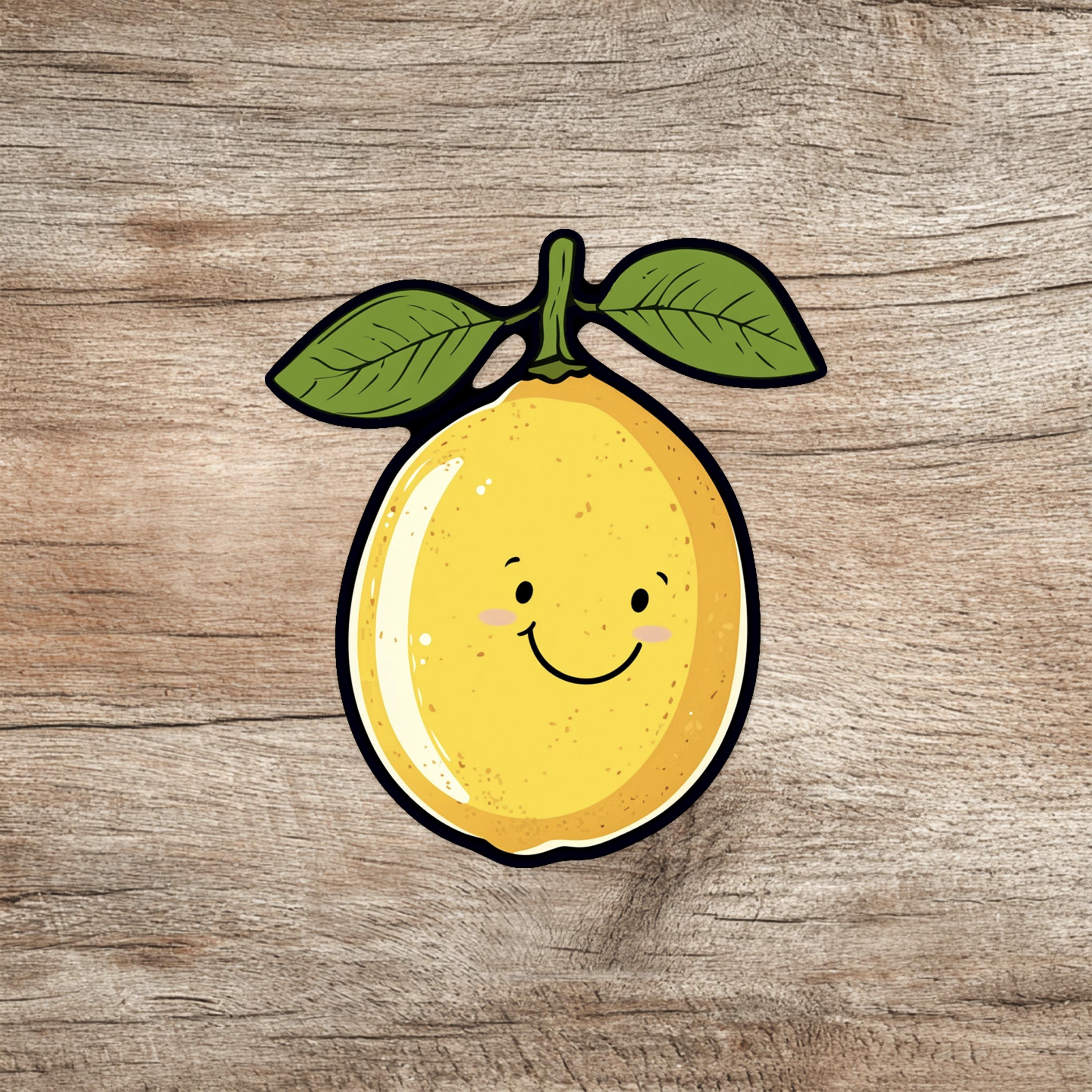 Happy Lemon Sticker: Waterproof Vinyl Decal for Laptop or Water Bottle ...