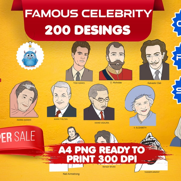 The biggest FAMOUS  celebrity SVG, PNG (200) archive  (Physicists, Painters, Philosophers, Politicians, Artists, Mathematicians, portrait