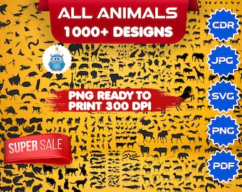 1000+ Animals PNG Bundle, Animals Silhouette Mega Pack, Animals Silhouette Svg, Animal svg,birds svg,Dogs svg,animals vector