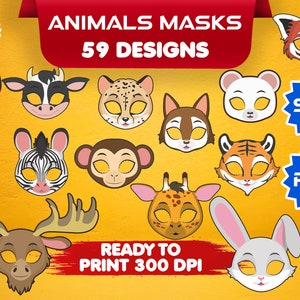 Animals Mask Props Digital file, Props SVG Png, Animals PNG, Masks SVG, Party svg, Kids svg MaskPNG