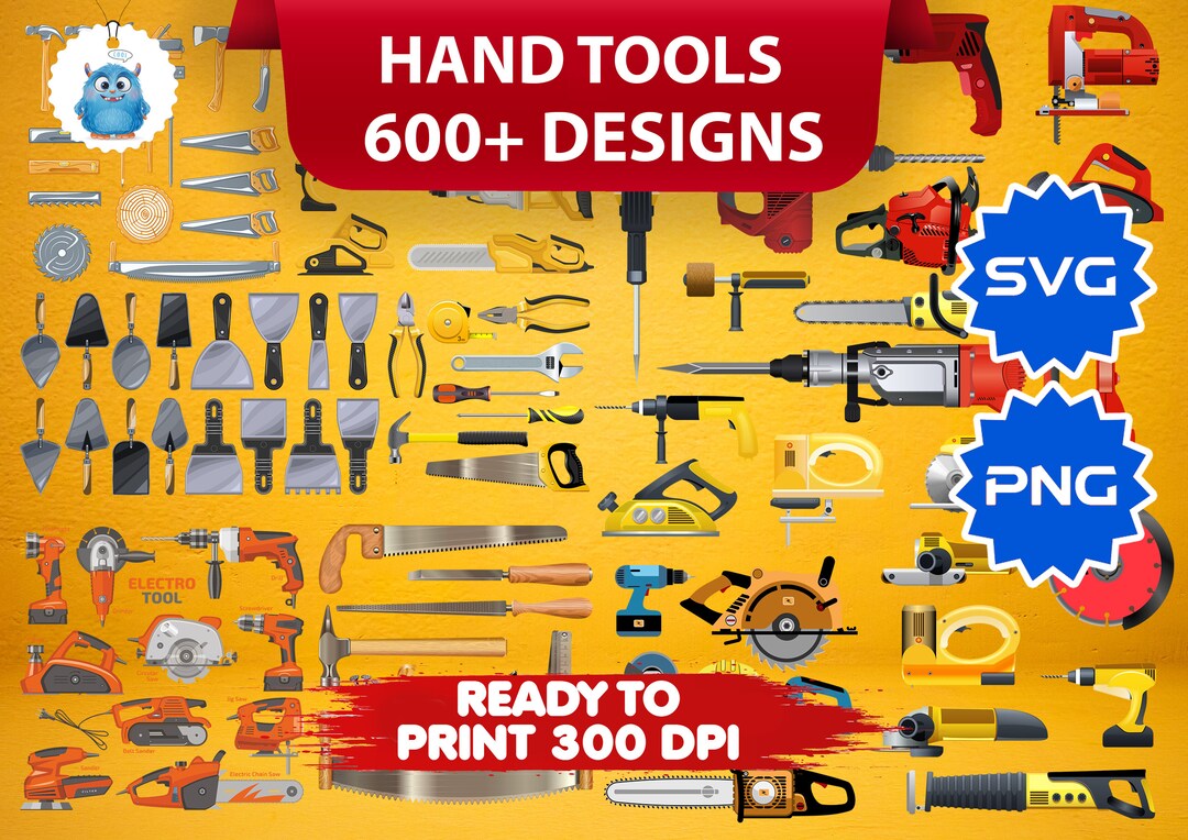 600 Hand Tool Set, Collection of Equipment for Repair SVG, Hand Tools ...