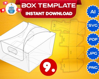 Box Template, Box SVG, PNG PDf, Jpg, Ai A3 sheet, Printable, Instant Download, wedding box, food box