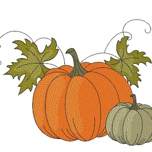 Diseño de bordado de calabaza, archivo de bordado de otoño, 4 tamaños