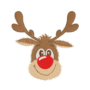 Christmas reindeer embroidery design, 3 sizes, Instant download