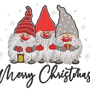 Frohe Weihnachten Wichtel Stickdatei, 4 Größen