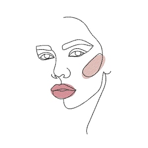Woman&#39;s Face Embroidery Design, 5 sizes, Instant download