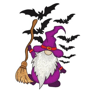 Halloween Gnome Embroidery Design, 3 sizes, Instant Download