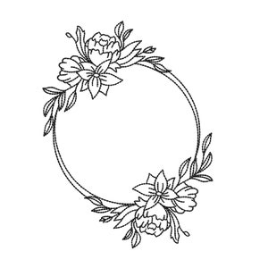 Floral Frame Embroidery Design, 5 sizes