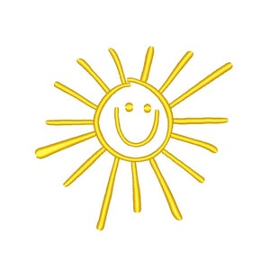 Sun embroidery design, 5 sizes, Instant download