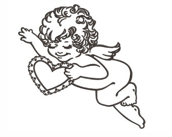 Angel Embroidery Design, 3 sizes, Instant Download