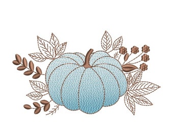 Blumen Kürbis Stickdatei, Herbst Stickdatei, 3 Größen
