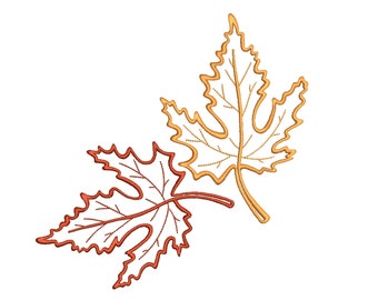 Maple Leaves Machine Embroidery Design Autumn Leaf Pattern for Clothes Towels or Decor Instant Download 5 Sizes 4x4 5x7 6x10 8x8 PES DST JEF