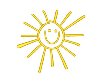 Sun embroidery design, 5 sizes, Instant download