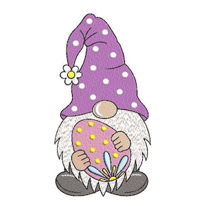 Easter Gnome Embroidery Design, 3 sizes, Instant Download