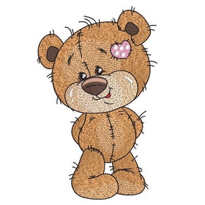 Cute Bear Embroidery Design, 3 sizes, Instant Download