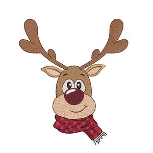 Cute reindeer embroidery design, 5 sizes, Instant download