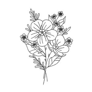 Flower embroidery design, 5 sizes, Instant download